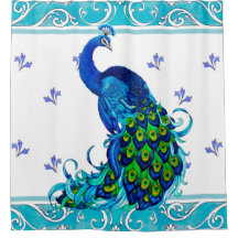 Rideau de douche bleu Peacock Swirl