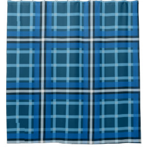 Rideau de Douche Bleu Tartan Carreaux à Motif à Da