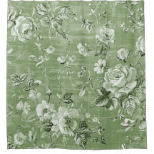 Rideau de douche bohème vert doux vintage