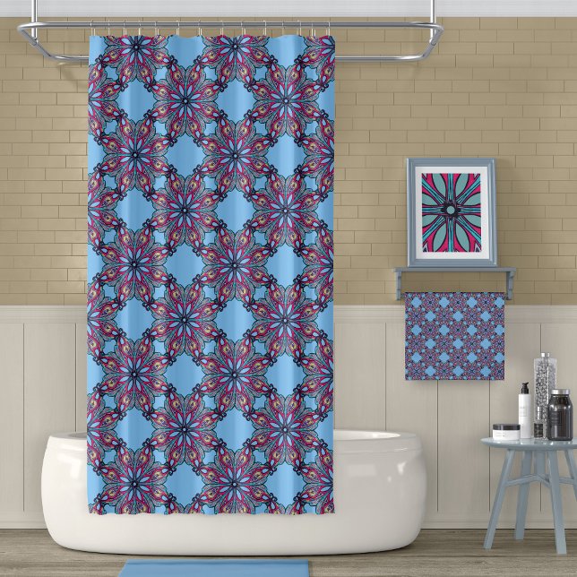 Rideau de douche Boho Bloom en bleu ciel (Créateur téléchargé)