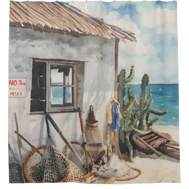 rideau de douche Bonaire fish shack (Devant)