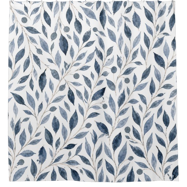 Rideau de douche botanique aux feuilles aquarelles (Devant)