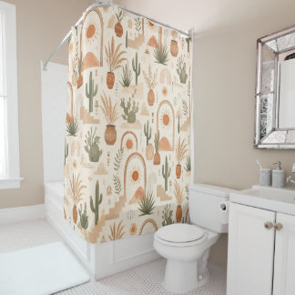 Rideau de douche botanique du désert Boho