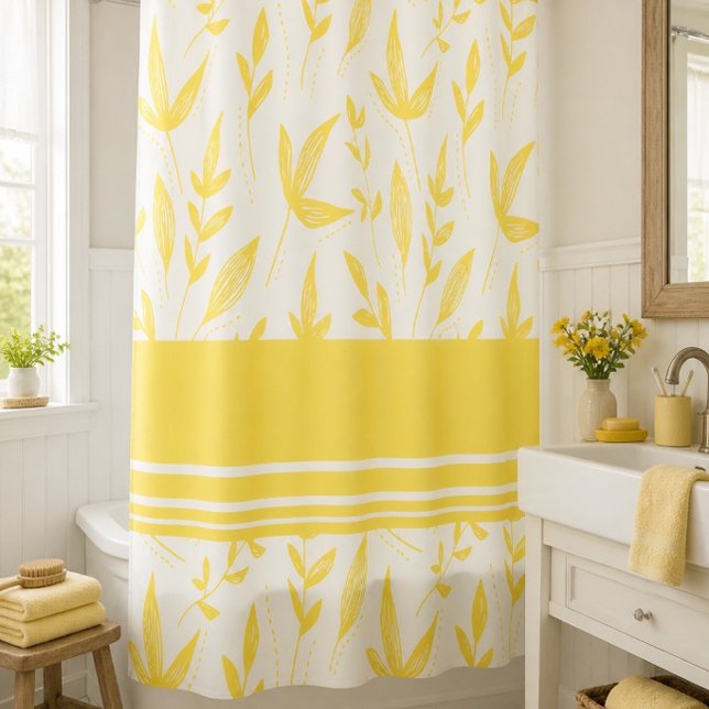 Rideau de douche botanique jaune (Créateur téléchargé)