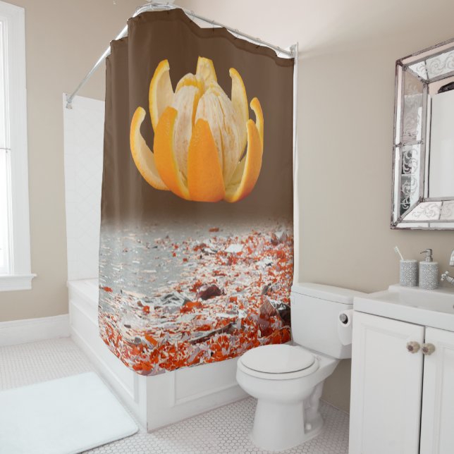 Rideau de douche Brown orange (En situation)