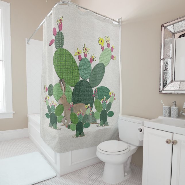 Rideau de douche Calico Cactus (En situation)