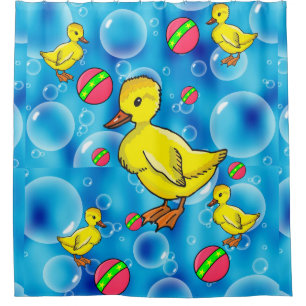Rideau de douche, Canard Jaune, Bulles