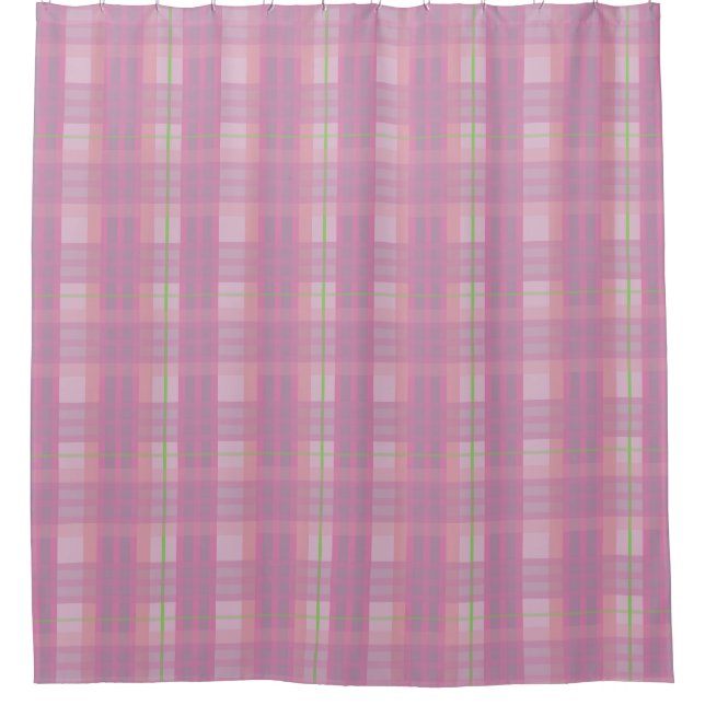 Rideau de douche carreaux moderne rose (Devant)