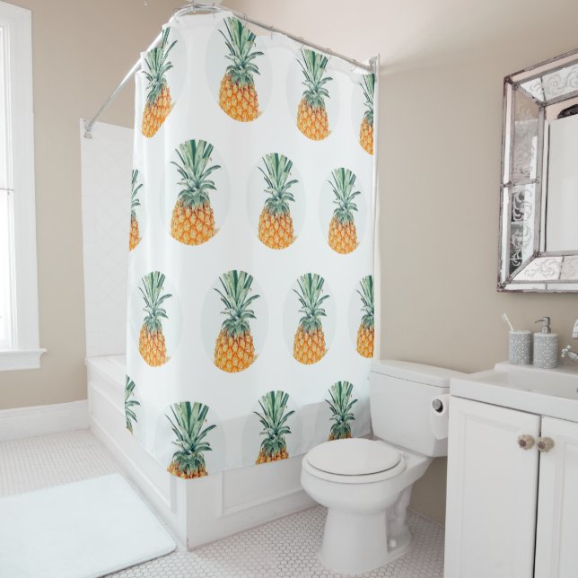 Rideau de douche Cercles d'ananas élégants et savo (En situation)