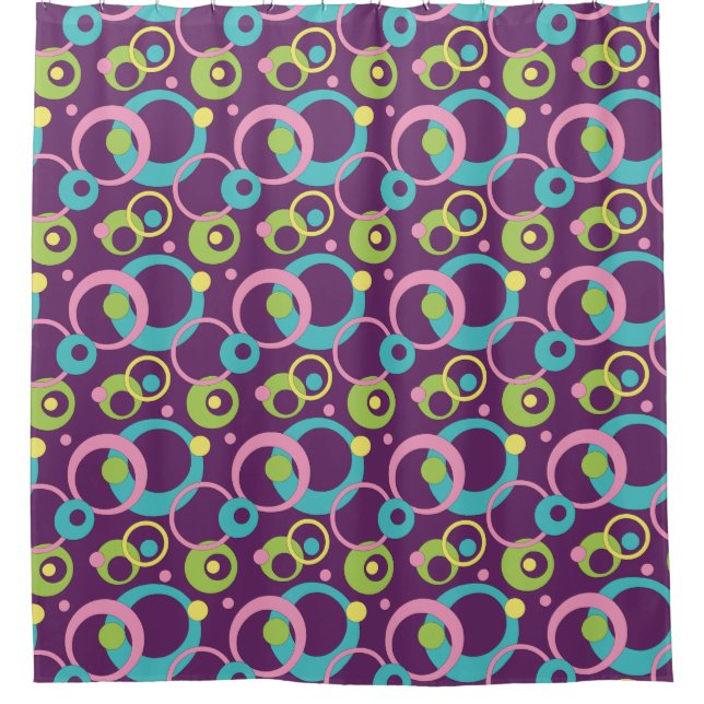 Rideau de douche Cercles Violets Funky (Devant)