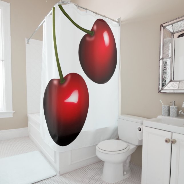 Rideau de douche Cerise Douce Rouge - Couleurs Per (En situation)