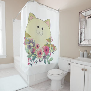 Rideau de douche Chat de chaton Floral Kitten