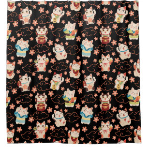 Rideau de douche Chats Chanceux Maneki Neko