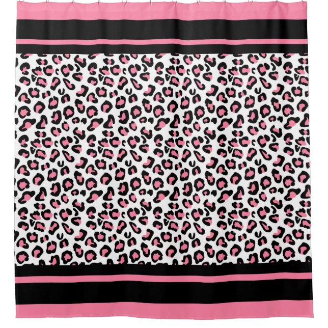 Rideau de douche / Cheetah Imprimer rose, noir et  (Devant)