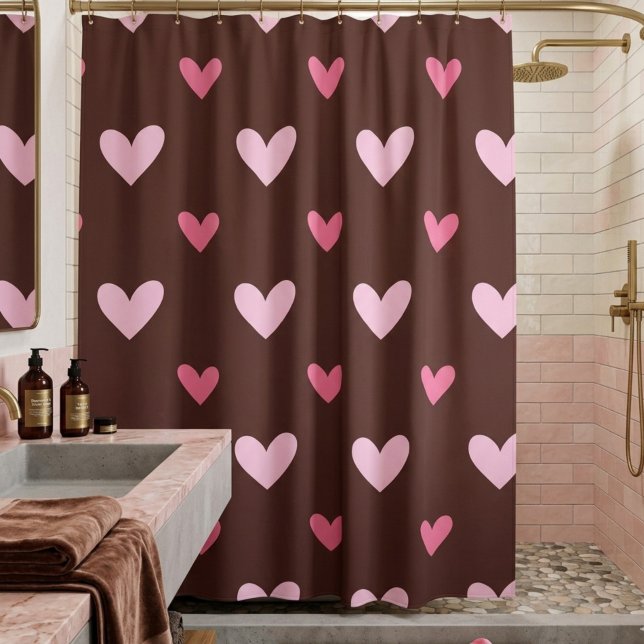Rideau de douche Chéri – Cœurs roses et blush (Créateur téléchargé)