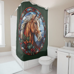 Rideau de douche Cheval de Noël