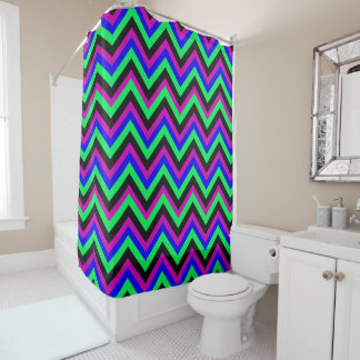 Rideau de douche Chevron Néon Arc-en-Ciel – Coloré