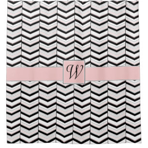 Rideau de douche Chevron noir blanc et blanc