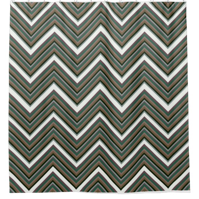 Rideau de douche Chevron Tons de Terre – Zigzag Ru (Devant)