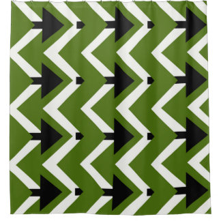Rideau de douche Chevron Vert Noir et Blanc – Auda
