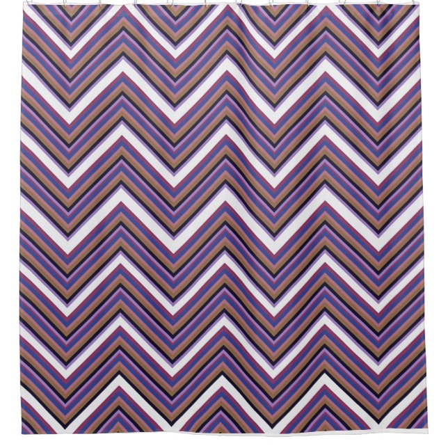 Rideau de douche Chevron Violet & Corail – Zig Mod (Devant)