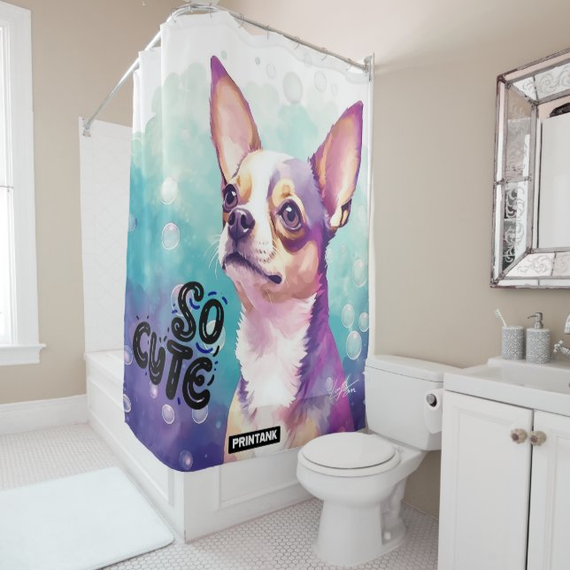 rideau de douche chihuahua joli chien cadeau pour  (En situation)
