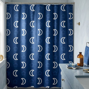 Rideau de douche Ciel étoilé et Lune – Bleu Nuit 