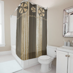Rideau de douche Circulaire beige brun rayé