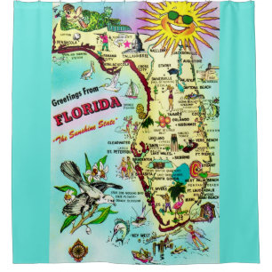 Rideau de douche Coloré Salutations Floride