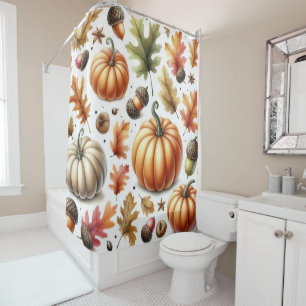 Rideau de douche conçu pour l'automne citrouille