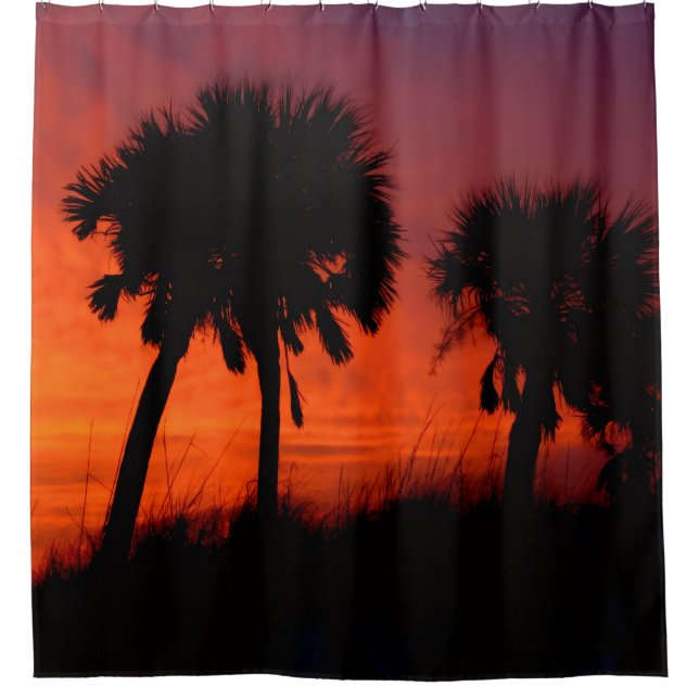 Rideau de douche Coucher de soleil Palmier (Devant)