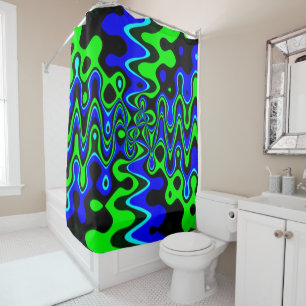 Rideau de douche couleur bleu et vert