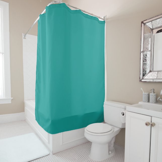 Rideau de douche couleur unie turquoise (En situation)