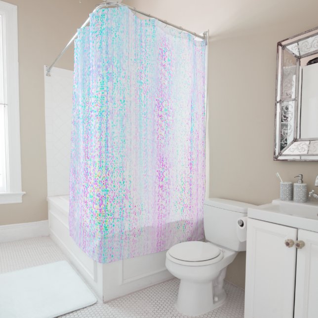 Rideau de douche Couleurs Arc-en-ciel par l'Artist (En situation)