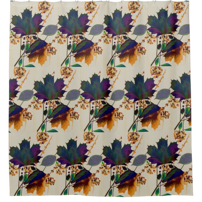 Rideau de douche Couleurs royales de feuilles d'au (Devant)