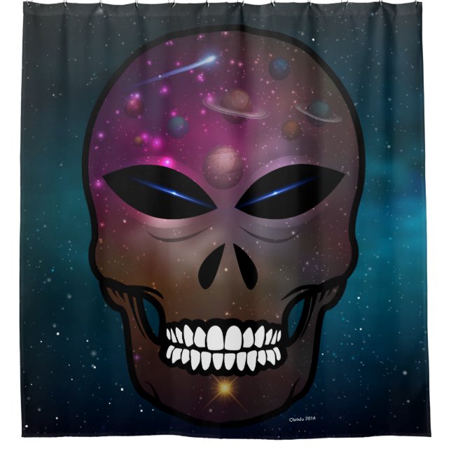 Rideau de douche crâne de fantaisie alien (Devant)