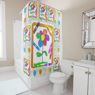 Rideau de douche Crayons