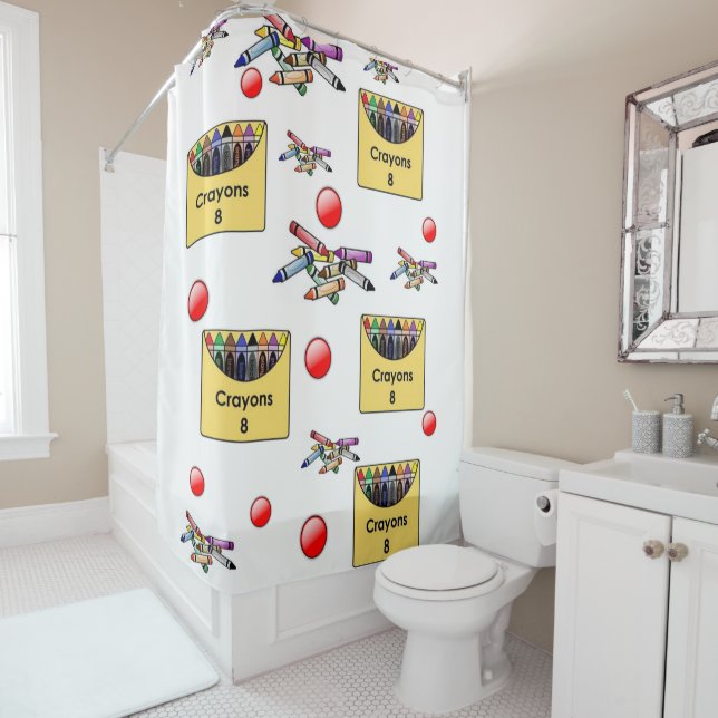 Rideau de douche Crayons (En situation)