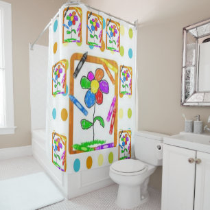 Rideau de douche Crayons