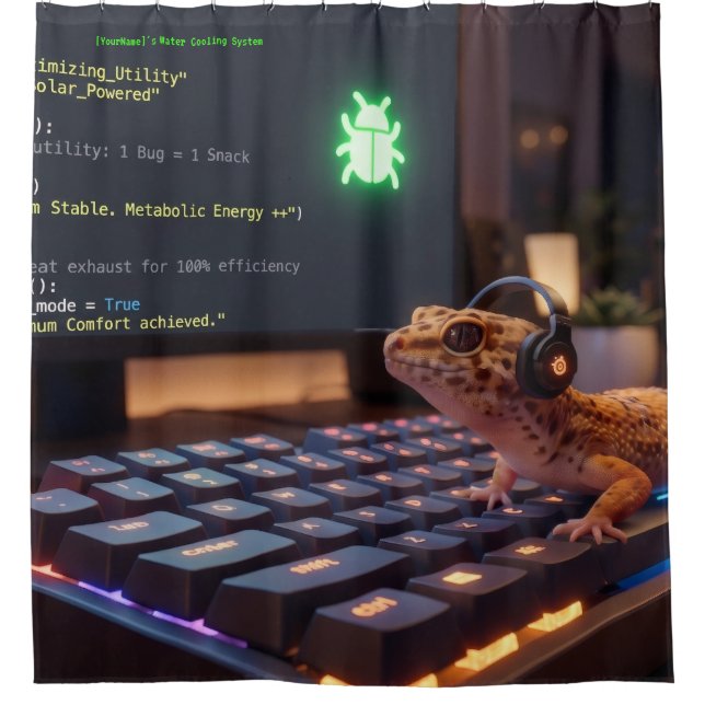 Rideau de douche Cyberpunk personnalisé GeckoDev p (Devant)
