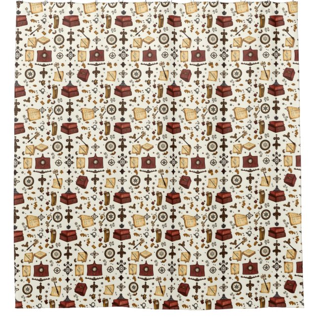 Rideau de douche Dark Academia - Élégance Vintage (Devant)