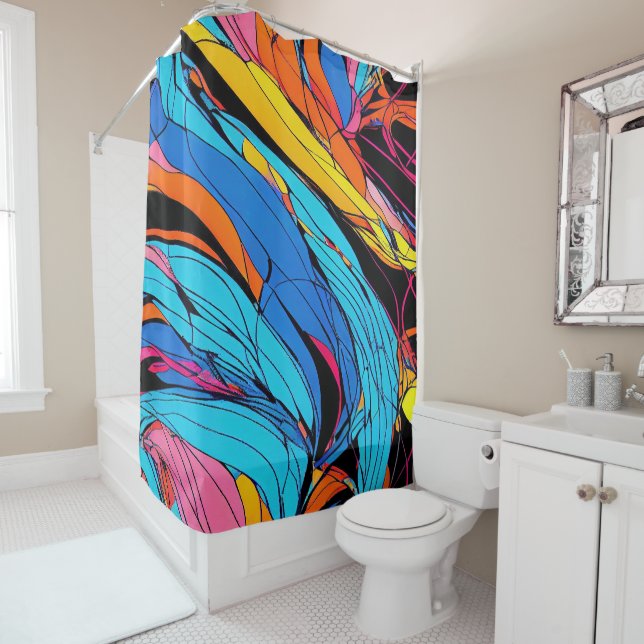 Rideau de douche d'art en spirale vibrant pour sal (En situation)