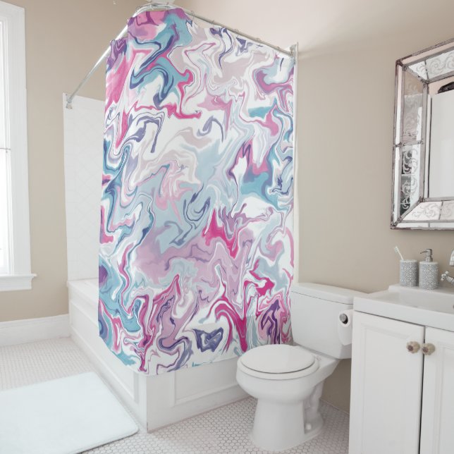 Rideau de douche d'art liquide en acrylique - Abst (En situation)