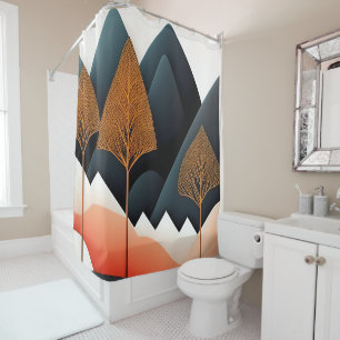 Rideau De Douche D'Art Moderne Du Milieu Du Siècle