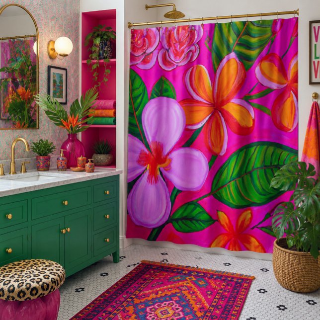 Rideau de douche d'art tropical (Créateur téléchargé)