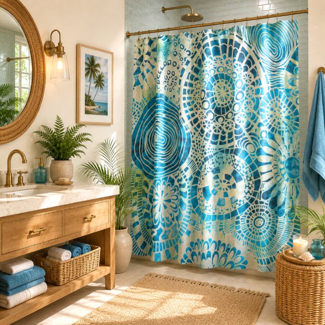 Rideau de douche d'art tropical (Créateur téléchargé)
