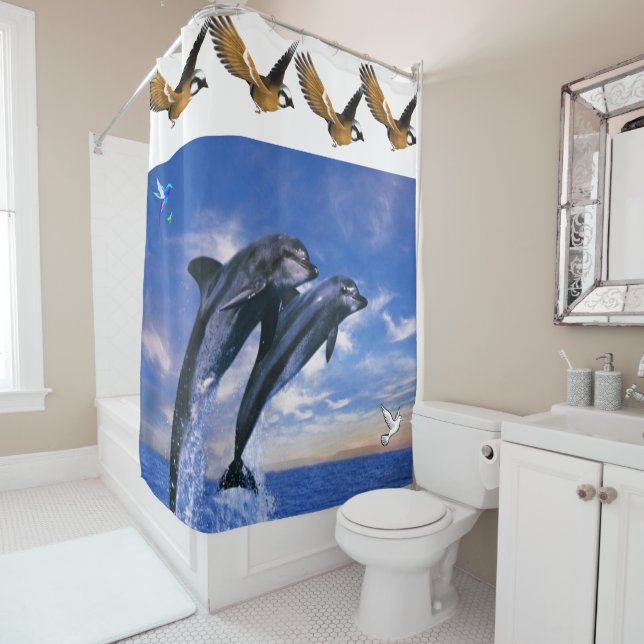 Rideau de douche dauphin (En situation)