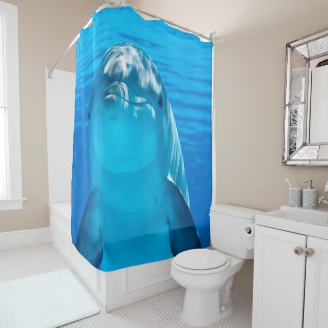 Rideau de douche dauphin souriant mignon (En situation)