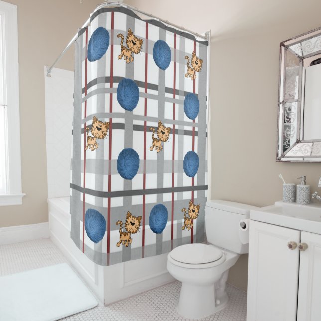 Rideau de douche de chat (En situation)