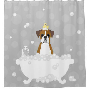 Rideau de douche de chien de boxe